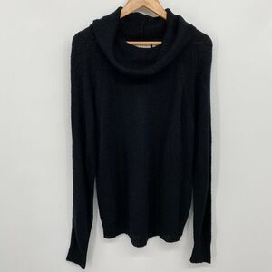 Vintage Sweater Jumper Size 44 S M Pullover Black Cowl Neck Loosely Woven Womens
